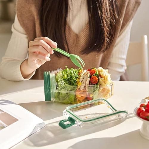Ukisisi jar salade,Dosette à salade, pot à salade portable avec ouverture latérale,bol à salade fraîche,étui à sauce anti-fuite,Bocaux À Salade,Récipient À Pour Déjeuner,fruits thumbnail 8