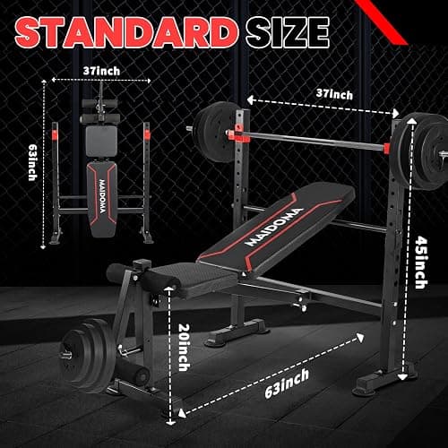 MAIDOMA 1500LBS 8 in 1 Olympic Weight Bench Set with Leg Extension/Curl and Preacher Curl, Bench Press Set and barbell Rack with Safety Bar Catches, Foldable Workout Benches for Home(US Stock) thumbnail 3