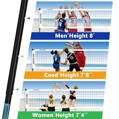 SKEERY Outdoor Heavy Duty Volleyball Net Set, Anti-Sag Design, Adjustable Aluminum Poles, Portable Volleyball Net for Backyard,Grass and Beach thumbnail 4