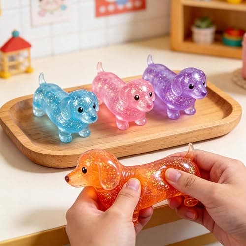 4PCS Dachshund Squishies, Squishies Slow Rising, Squeeze Toys Stress Relief | Glitter Dog Squishies Sensory Toys with Autism, Ideal for Birthday Gifts, Party Favors thumbnail 2