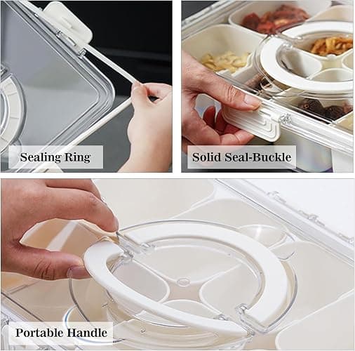 KocelFir Snack Box Container, 2 Pack Divided Serving Tray with Lid and Handle Snackle Box Container, Snack Organizer for Adults Fruit, Veggie, Perfect for Party, Entertaining thumbnail 4