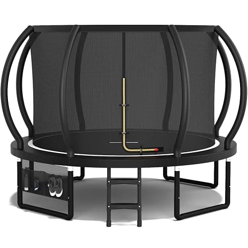 Devoko Outdoor Trampoline 7.5ft/10ft/12ft/14ft GS Certified Garden Trampoline With Safety Net,Non-Slip Ladder& Shoe Organiser,Available For Toddlers And Adults,Up to 150kg - Image 1