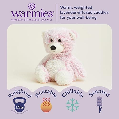 warmies Microwavable & Weighted Stuffed Animals, Pink Bear - Heated Stuffed Animal Plushie for Warmth & Comfort - Cute Soft Plush Toys for Adults & Children (Boys, Girls, Babies & Toddlers) thumbnail 2