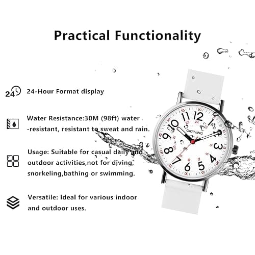 cicininc Watch with Second Hand for Nursing Women | Analog | Military Time | Silicone Band | Easy Read Dial | 12/24H | for Nurses, nursing students, medical professionals thumbnail 6