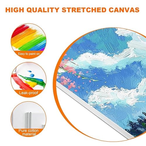 9 Stück Leinwand zum Bemalen, Leinwände für Acrylfarben, Keilrahmen, Strukturpaste Leinwand mit 10 Bürsten, Leinwände 30x20, 20x15, 15x10 cm, für Heimdekoration Kunststudio thumbnail 2