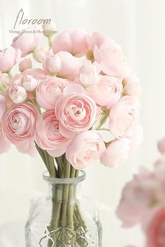 Floroom Ranunculus Artificial Flowers 18 Pcs Blush Faux Silk Mini Ranunculus Bulk Fake Wedding Filler Flowers for DIY Pink Bouquets, Centerpieces, Bridal Shower Decorations & Arrangements thumbnail 4