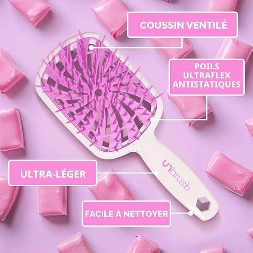 FHI Heat UNbrush Plus Brosse à cheveux bouclés pour un démêlage doux et efficace sur les types de cheveux humides ou secs fragiles, brosse démêlante avec 84 poils UltraFlex, ultra légère, ventilée thumbnail 6