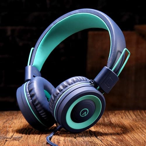 noot products K11 Kids Headphones with Wired Cord 3.5mm Jack Navy/Teal | 5ft Long Cord, Tangle Free, Foldable, Plug in On-Ear Headset for School, Classroom, Boys, Girls, Toddler Laptop Travel Tablet thumbnail 5