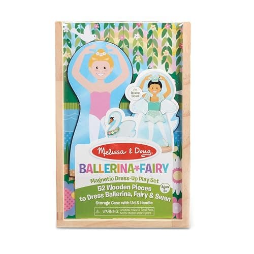 Melissa & Doug Ballerina And Fairy Magnetic Dress-Up Double-Sided Wooden Doll And Swan Pretend Play Set (52 pcs) thumbnail 6