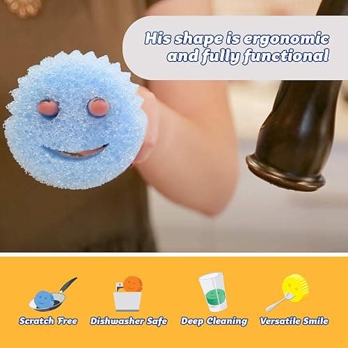 Scrub Daddy Sponge Set -Colors -Scratch-Free Sponges for Dishes and Home,Odor Resistant, Soft in Warm Water, Firm in Cold, Deep Cleaning, Dishwasher Safe,Multi-use,Functional,Ergonomic,Multicolor,3 Count (Pack of 1) thumbnail 2