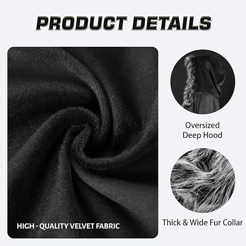 Medieval Hooded Cloak Renaissance Viking Cloak Fur Cape with Hood for Men and Women thumbnail 2