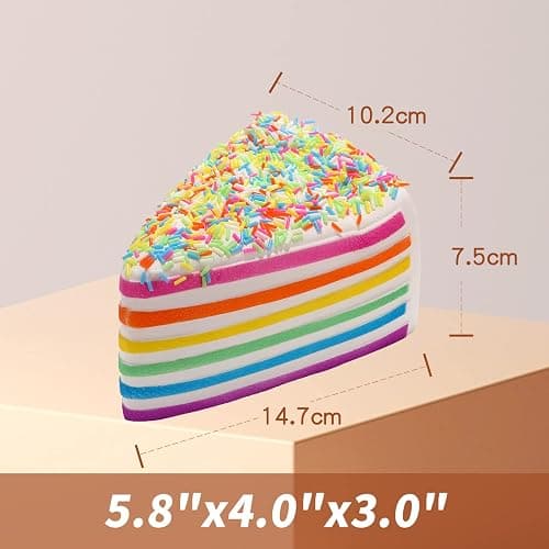 Anboor 5.8" Jumbo Slow Rising Kawaii Scented Rainbow Triangle Cake with Cheese Squishy Stress Relief Kid's Toys thumbnail 2