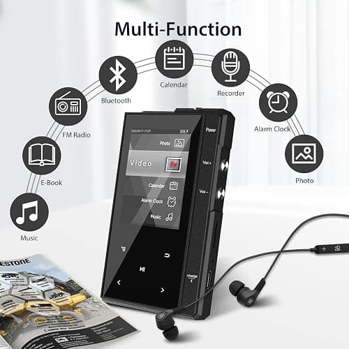 96GB MP3 Player with 90 Hours Long Battery Life,Bluetooth 5.0,Phinistec Z6 Digital Audio Player with Loud Speaker, 2.4'' IPS Portable Music Player,FM Radio,Voice Recorder Support up to 256GB(Black) thumbnail 7