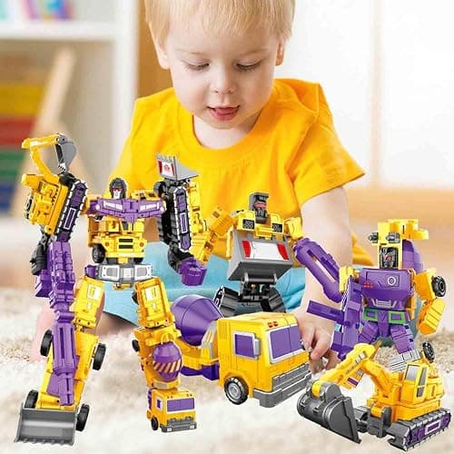 WILD HUNTER 6 in 1 Gravity Builder Constructor Engineering Truck Robot Combiner 11" Robot Transformations Construction Vehicles Figure Toys Model Gift thumbnail 2