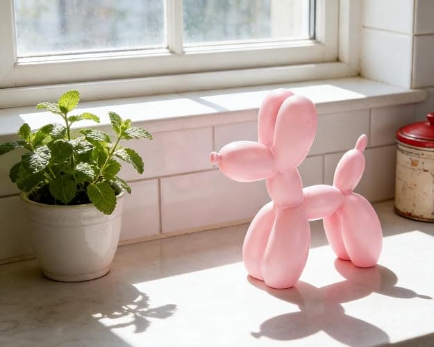 AMOIENSIS Pink Balloon Dog Statue Decor, 4 inch Small Knick Knacks Balloon Dog Animal for Desk Shelf Decor thumbnail 5