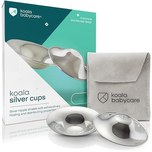 Koala Babycare Silberhütchen - 2 Stück - Stillhütchen Maxi-Größe Silber für maximale Resistenz - Brustwarzenschutz für empfindliche und schmerzende Brustwarzen - Image 1