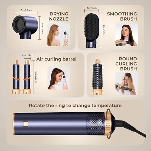 5 in 1 Hair Dryer Brush, Negative Ion Air Styler Wrap Hair Styler Upgrade Blow Dryer Brush Air Curler for Hair, Blowout Brush Set As A Gift for Straight/Curl/Drying/Smoothing thumbnail 7