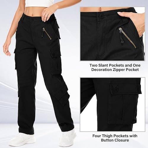 Jawtut Womens Cargo Pants Army Combat Work Pants with 8 Pockets Casual Cotton Ripstop Construction Pants thumbnail 2