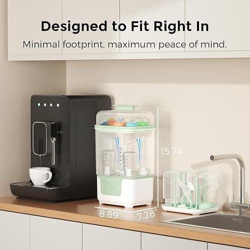 Momcozy Bottle Sterilizer and Dryer, Modular Nesting Space Saving Design, 6 Bottles Capacity, 4 in 1 Compact Sterilizer for Baby Bottles, Breast Pump Parts & Newborn Essentials, Drying Rack Included thumbnail 4