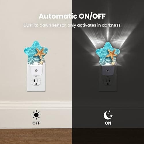 Caifujiqi Night Light Plug-in into Wall Dusk to Dawn Smart Sensor White Led Nightlight for Bedroom Bathroom Kitchen Hallway Stairs Energy Efficient Decor Desk Lamp Beach Decor thumbnail 5