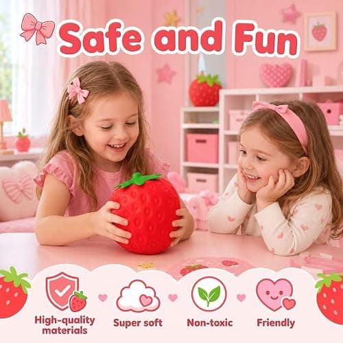 Strawberry Squishy Squeeze Toy, Giant Jumbo Realistic Strawberry Stress Relief Toy for Adults, Dough Stress Ball Sensory Fidget for Anxiety Relief Party Favors Goodie Bag Fillers Birthday Gifts thumbnail 4