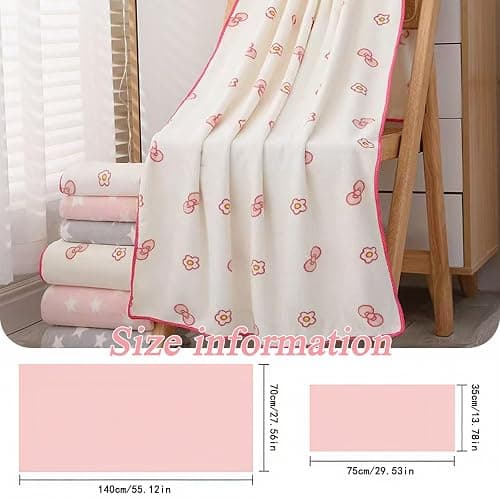 Pink Bath Towels,Soft, Absorbent and Quick Drying Microfiber Bath Towels Set of 2 ，27.5x55 inch Bow Patterned Bath Towel and 13.7x29.5 inch Hand Towel, Suitable for bathrooms, Gyms, Swimming Pools thumbnail 3