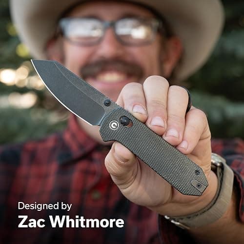 CIVIVI Yonder Small Pocket Knife for EDC, 2.88" 14C28N Blade, Dark Green | Micarta Handle, Crossbar Lock, Ambidextrous Carry, Zac Whitmore Design, Compact Folding Knife for Camping Hiking, C23073B-1 thumbnail 2