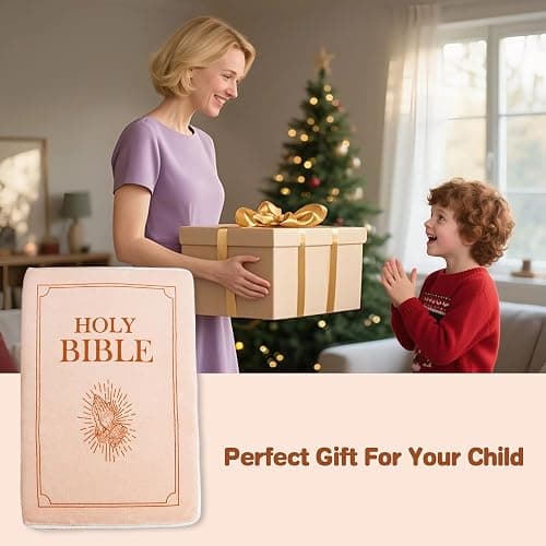 BXIZXD Bible Pillow Book Plush That Opens, Cozy Faith Bible Plushies, for Kids Adults Christian Gifts, Decoration for Bedrooms, Living Rooms (Pink) thumbnail 8