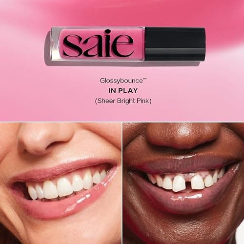 Saie SaieGlow Starter Makeup Kit - Glowy Super Gel in Roseglow, Dew Blush in Baby, and Glossybounce Lip Gloss in Play - Summer Essentials Makeup Set in a Mini Reusable Jelly Travel Bag (3 Count) thumbnail 7