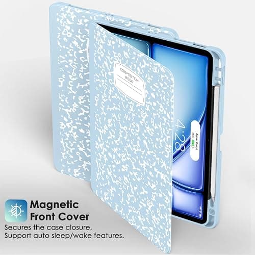 Supveco Case for iPad Air 11 Inch (M4 2026/M3 2025/M2 2024),iPad Air 5th/4th Generation 10.9 Inch 2022/2020 with Pencil Holder-[Auto Wake/Sleep],Premium Folio Stand Soft TPU Back Cover-Ice Blue thumbnail 4