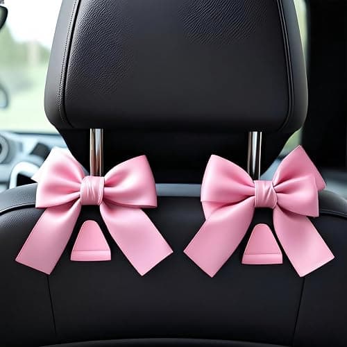 That one XZHJJF 2-Pack Car Purse Hooks for Hanging Purses and Bags, Cute Bow car seat headrest Hooks for Hanging car Purse Hooks. (Barbie Pink) - Image 1