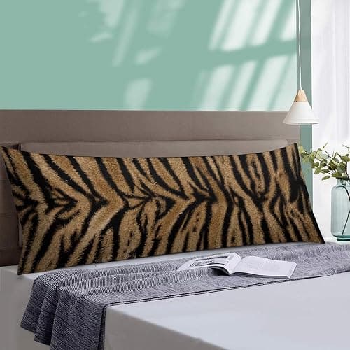 ZEJAYFEY Tiger Skin Print Body Pillow Cover 20 x 54 inches Wildlife Animal Fur Long Pillow Case Brown Black Hunting Safari Decorative Pillowcase Soft Cushion Throw Pillow Covers for Couch Bed thumbnail 2