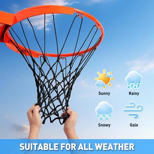 Premium Quality Professional Heavy Duty Basketball Net Replacement - All Weather Anti Whip,Fits Standard Indoor or Outdoor 12 Loops Rims12 Loops thumbnail 2