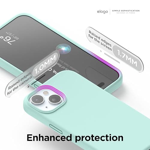 elago Compatible with iPhone 15 Case, Liquid Silicone Case, Full Body Protective Cover, Shockproof, Slim Design, Anti-Scratch Soft Microfiber Lining, 6.1 inch (Aqua Sky) thumbnail 5