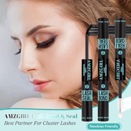 Lash Bond and Seal Eyelash Cluster Glue House of Lash Clusters Mascara Wand Glue 10ml Long Lasting 72 Hours Black Cluster Lash Glue + Lash Seal 2 in 1 Lash Clusters at Home by AMZGlRL(Black) thumbnail 7
