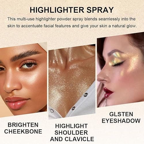 Pearl White Highlighter Spray, Loose Shimmer Powder Spray High Gloss Makeup for Face and Body, Long Lasting Glitter Hairspray for Rave Music Festival Party, Stage, Performance, Nightclubs, #1 - Pearl White thumbnail 4
