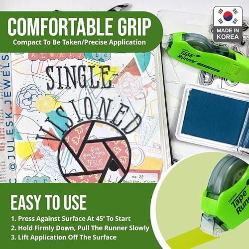 TAPE RUNNER - Double Sided Adhesive with Dispenser Roller Included - Acid Free, Sticky, Transparent - Ideal for Scrapbooking, Crafts & More - Retractable (315 inches per Cartridge), 5 Cartridges thumbnail 5