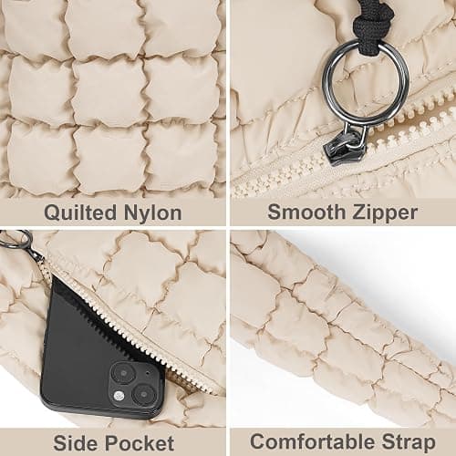 Juoxeepy Quilted Tote Bag Large Carryall Puffer Shoulder Bag Lightweight Padding Hobo Bag thumbnail 5
