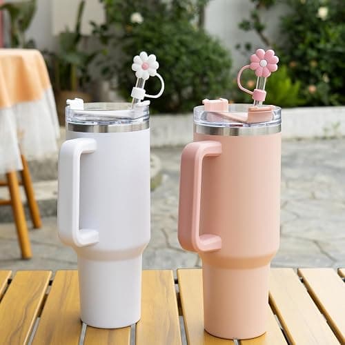 4Pcs 0.4in Diameter Cute Silicone Straw Covers Cap for Stanley Cup, Dust-Proof Drinking Straw Reusable Straw Tips Lids thumbnail 2