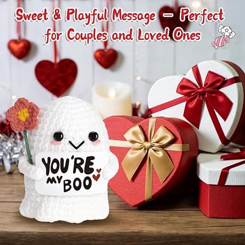 You're My Boo Crochet Ghost - Anniversary Love Birthday Gifts for Women Men Her Him Boyfriend Girlfriend, Fathers Day Card for Husband from Wife - Holiday Stuffers for Halloween Valentine Christmas thumbnail 6