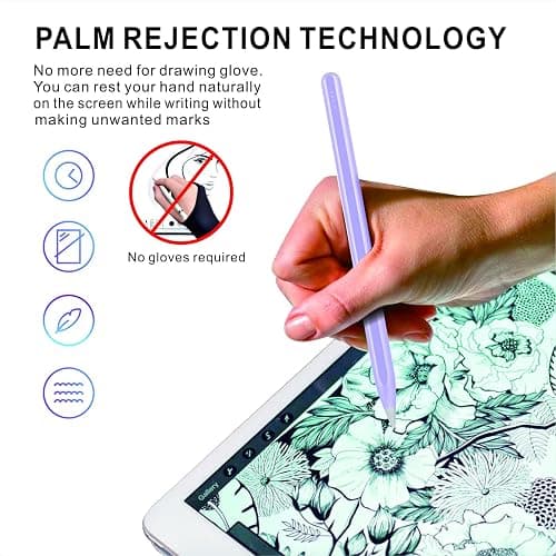 iPad Air Pencil with Palm Rejection, PERMARK Stylus Pen Compatible with (2018-2024) iPad Pro (11/12.9/13 Inch),iPad Air 3rd/4th/5th/6th Gen,iPad 6/7/8/9/10th Gen,iPad mini 5/6th Gen (Purple) thumbnail 4