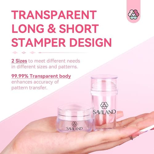Saviland French Tip Nail Stamp: 4PCS Nail Art Stamper Kit Clear Silicone Nails Stamping Long & Short Jelly Stamper with Scrapers Nails Stamper Kit for French Manicure Home DIY Salon thumbnail 5