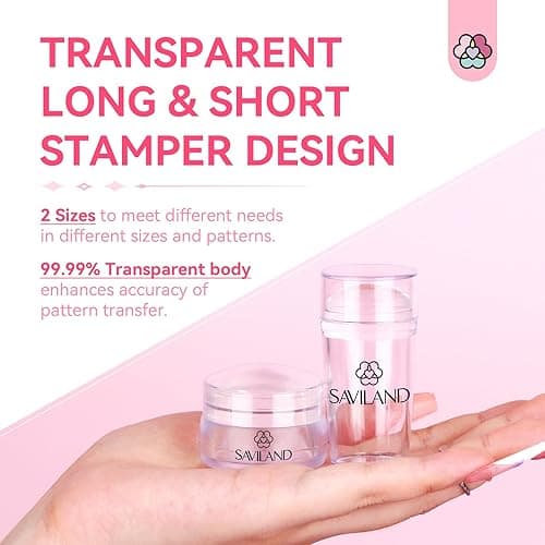 Saviland French Tip Nail Stamp - 4PCS Nail Art Stamper Kit Clear Silicone Nails Stamping Long & Short Jelly Stamper with Scrapers Nails Stamper Kit for French Manicure Home DIY Salon thumbnail 6