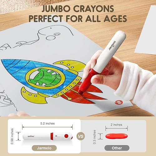 Jar Melo Jumbo Washable Crayons for Toddlers, 24 Colors Ultra-Silky Washable Crayons with 108 Free PDF Coloring Pages, Unbreakable and Easy to Hold, Safe Art Supplies for Kids Ages 1-2 2-4 4-8 thumbnail 3