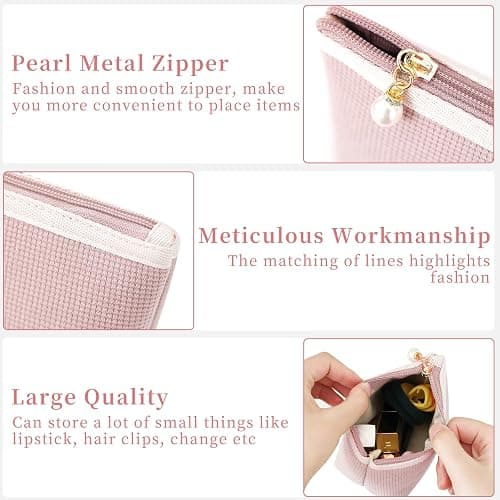 Teircno Preppy Corduroy Period Bag for Women, Cute Sanitary Napkin Storage Bag Portable Period Pouch with Pearl Zipper, Sanitary Pads Bag Tampons Holder for Purse, First Period thumbnail 3