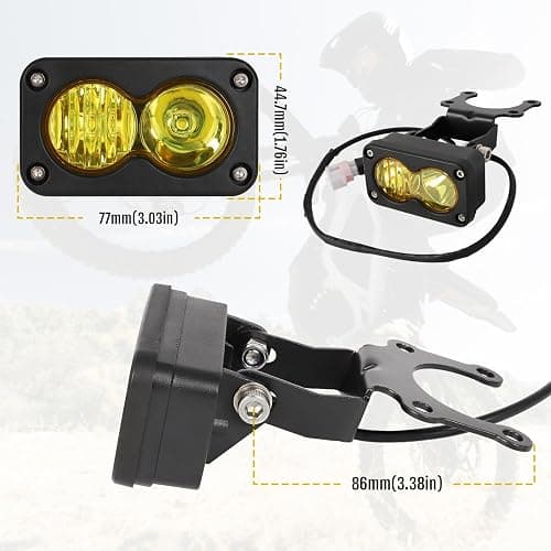 Motoparty Headlight Kit for Sur-Ron Segway X260, Yellow 6000-6500K Spot/Flood Light Pods Combo Kit, Dirtbike Lights Accessories, Bright Front Lamp （3 Inch, with Plug） thumbnail 7