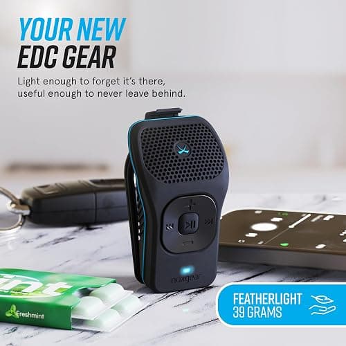 noxgear 39g Wearable Bluetooth Speaker, Magnetic Mini Clip-On EDC Gear, Waterproof Up to 15 Hours Playtime | Clip On Speaker, Wearable Speaker with Microphone, 100ft Range (Color: Fire) thumbnail 4