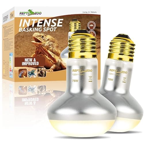REPTI ZOO 2 Pack Heat Lamp 75W, Intense Basking Spot Simulated Natural Sunlight Heating Lamp Bulb, Heat Emitter UVA Heat Lamp Bulb for Reptile Chickens Pet Brooder - Image 1
