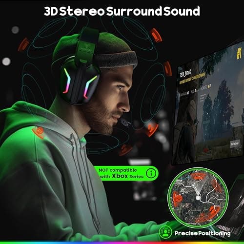 WESEARY Wireless Gaming Headsets for PC, PS5, PS4, Switch, Mac, 2.4GHz Wireless Gaming Headphone with ENC Noise Canceling Microphone, Bluetooth 5.4, Cool Lighting, 50H Battery, 50mm Drivers thumbnail 3