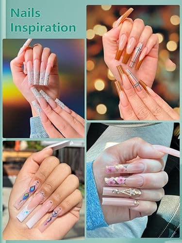 LIONVISON XL Square Nail Tips: 480PCS Extra Long NO C Curve Nails Tip | 2 Packs Natural and Clear Nail Tips - 12 Sizes Straight Tapered Square Press on False Nails Tip for Home DIY Long-Lasting thumbnail 2
